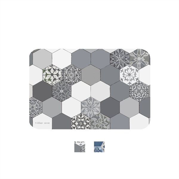 【居家墊品】10秒頂吸_軟式珪藻土吸水地墊_六角花磚系列